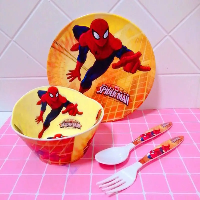 Marvel Spiderman creative cartoon animation picture for boys and girls, light, strong, fall-resistant and durable tableware set