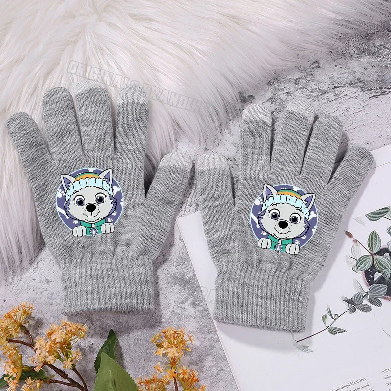 Paws Patrols Gloves Cartoon Kawaii Print Finger Gloves Winter Warm Gloves Children Outdoor Cycling Accessories Xmas Gifts