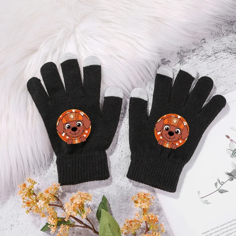 Paws Patrols Gloves Cartoon Kawaii Print Finger Gloves Winter Warm Gloves Children Outdoor Cycling Accessories Xmas Gifts