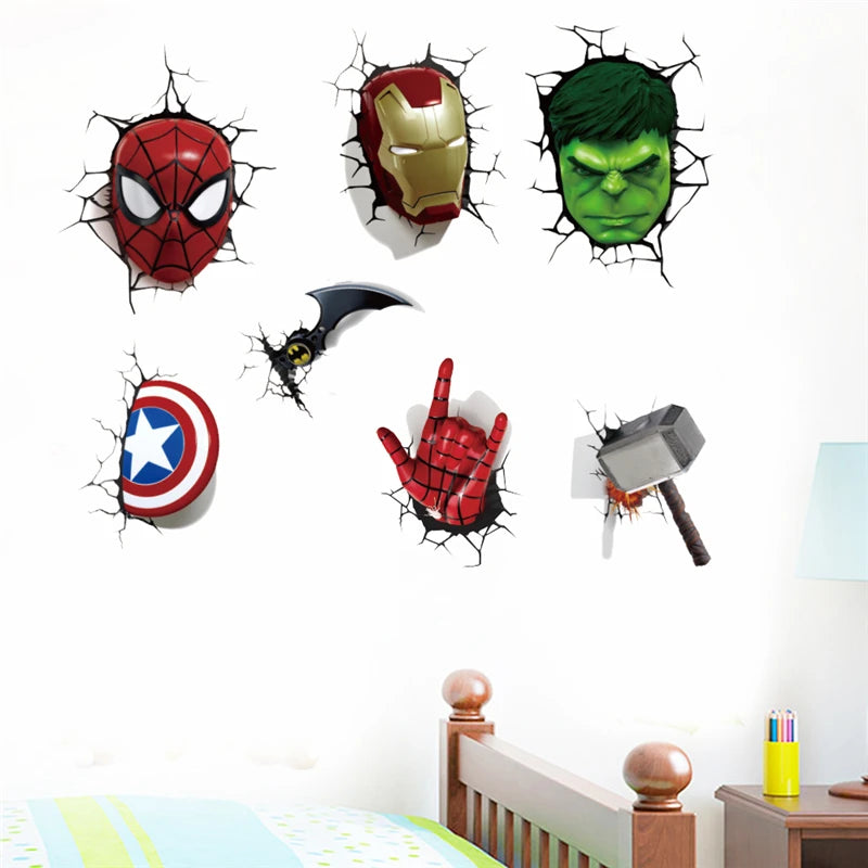 MINISO Cartoon Avengers DIY Wall Stickers For Kids Room Marvel Superhero Movie Poster Living Room Bedroom Wall Decoration