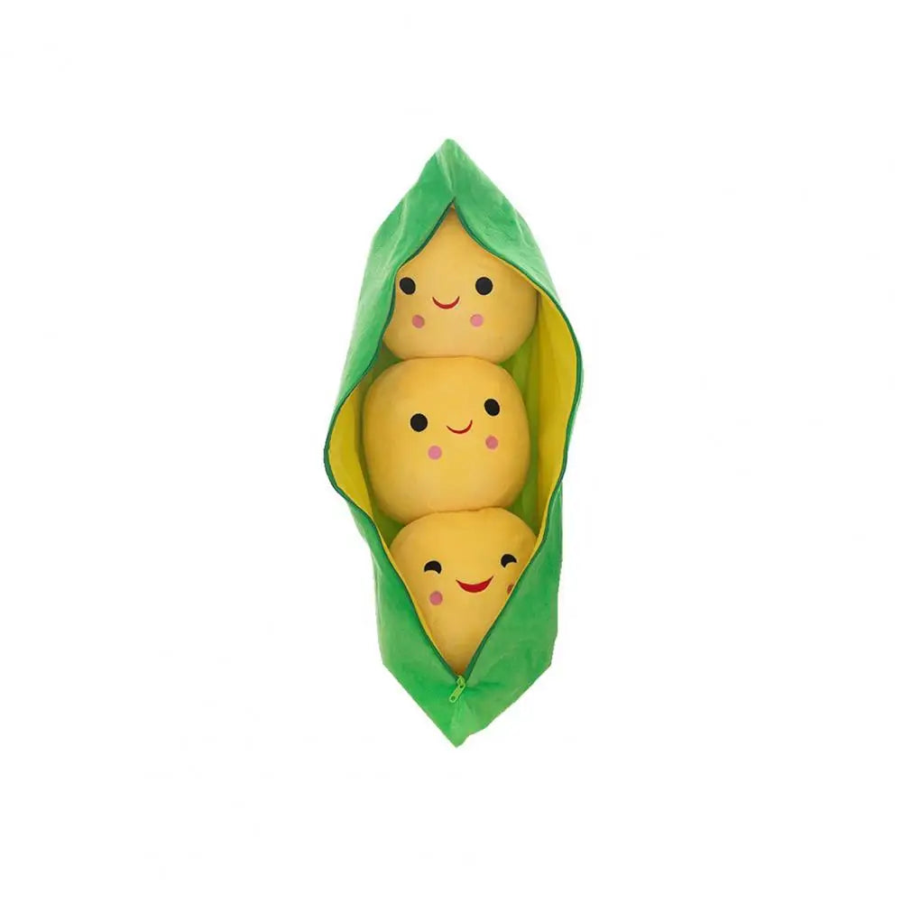 Kids Plush Toy Washable Stuffed Toy Soft Plush Stuffed Pea Toy with Zipper Closure Cute Smiling Face Plant for Kids for Bedroom