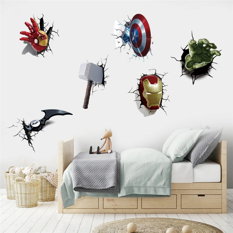 MINISO Cartoon Avengers DIY Wall Stickers For Kids Room Marvel Superhero Movie Poster Living Room Bedroom Wall Decoration