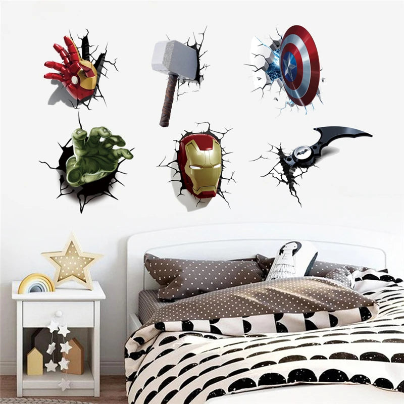 MINISO Cartoon Avengers DIY Wall Stickers For Kids Room Marvel Superhero Movie Poster Living Room Bedroom Wall Decoration