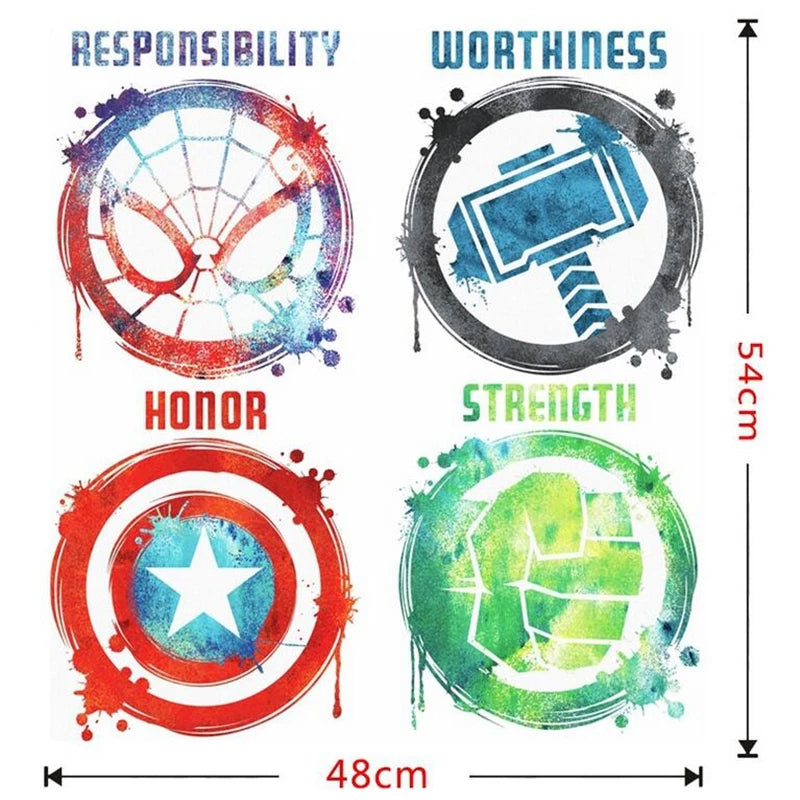 MINISO Cartoon Avengers DIY Wall Stickers For Kids Room Marvel Superhero Movie Poster Living Room Bedroom Wall Decoration