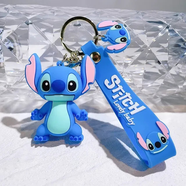 Lilo & Stitch Toys Keychian Anime Stitch Pendant Keychain Sweet Pink Angel Keychians Women Car Keyring Girl Birthday Gift