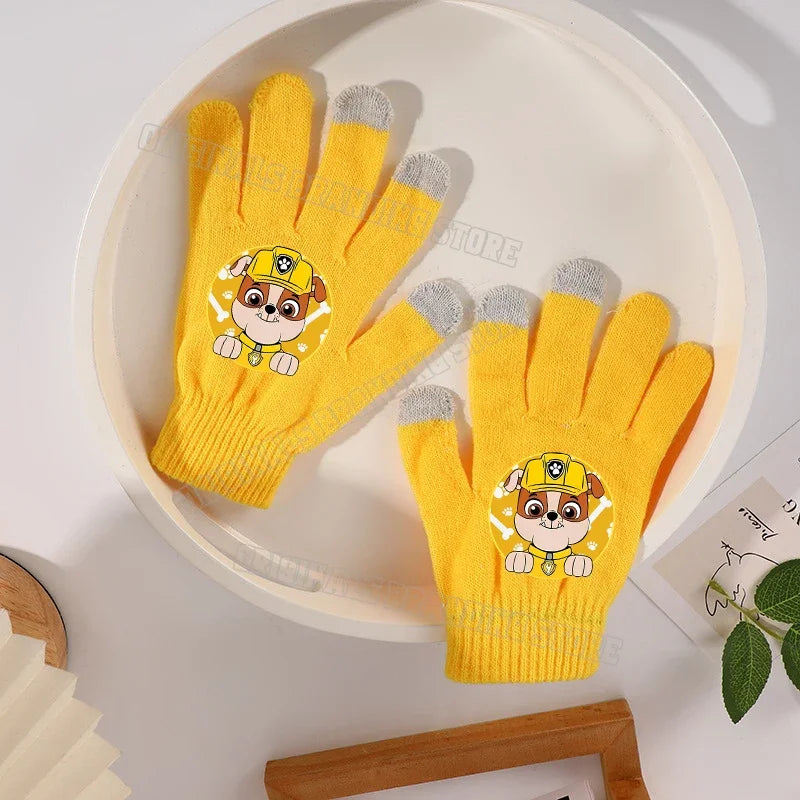 Paws Patrols Gloves Cartoon Kawaii Print Finger Gloves Winter Warm Gloves Children Outdoor Cycling Accessories Xmas Gifts