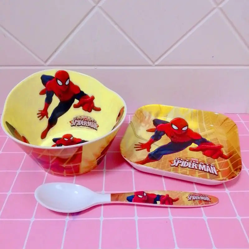 Marvel Spiderman creative cartoon animation picture for boys and girls, light, strong, fall-resistant and durable tableware set