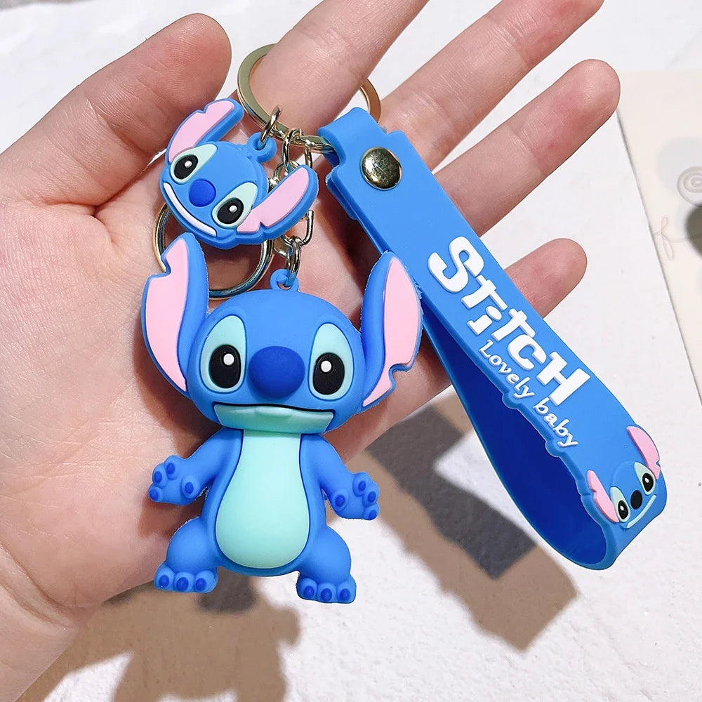 Lilo & Stitch Toys Keychian Anime Stitch Pendant Keychain Sweet Pink Angel Keychians Women Car Keyring Girl Birthday Gift