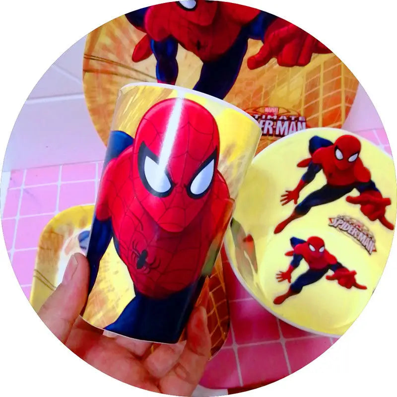 Marvel Spiderman creative cartoon animation picture for boys and girls, light, strong, fall-resistant and durable tableware set