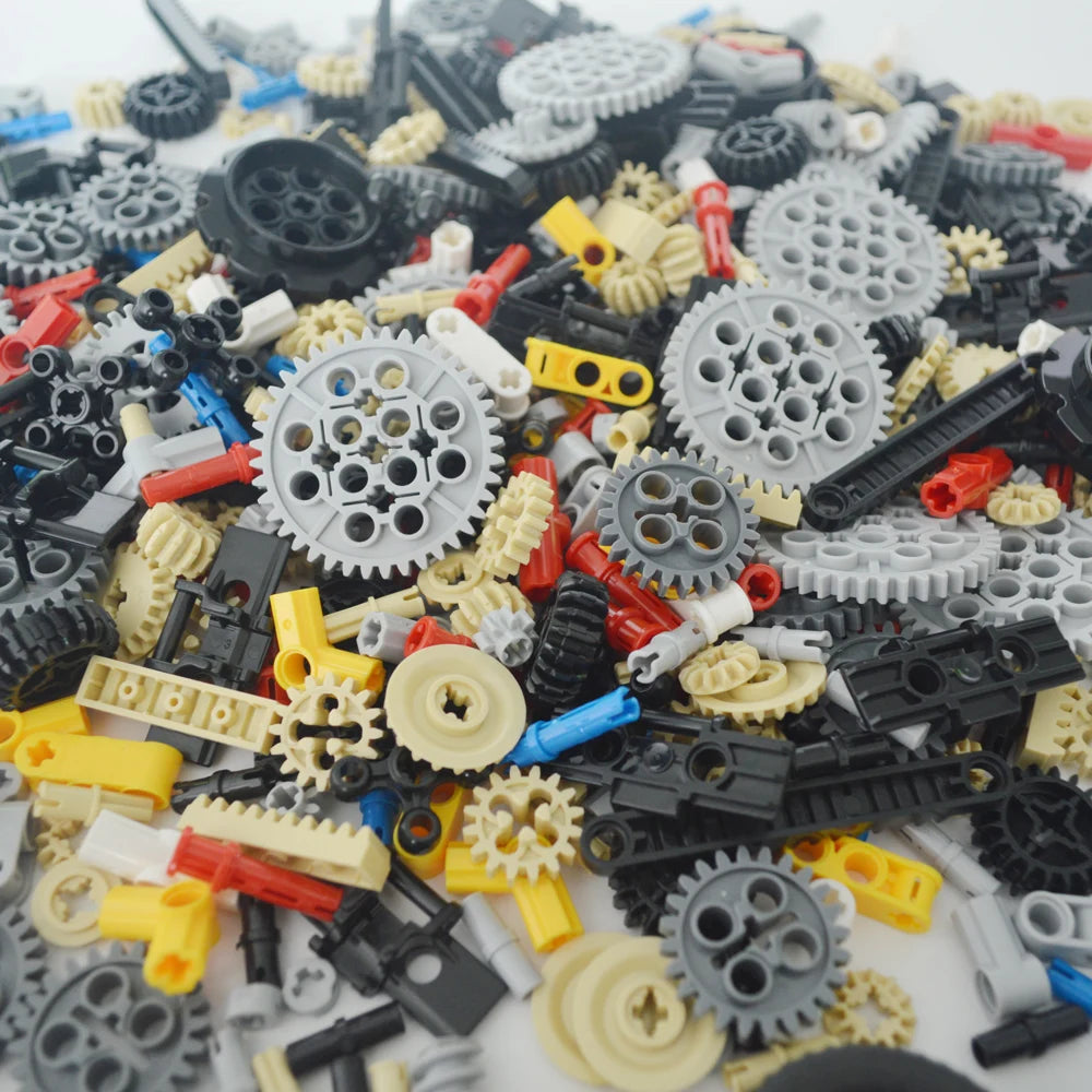 100g Sorted Lot Random High-tech Brick Parts Multicolour Axle Pin Connectors Assmble Particles Building Blocks 32034 32014 Toy