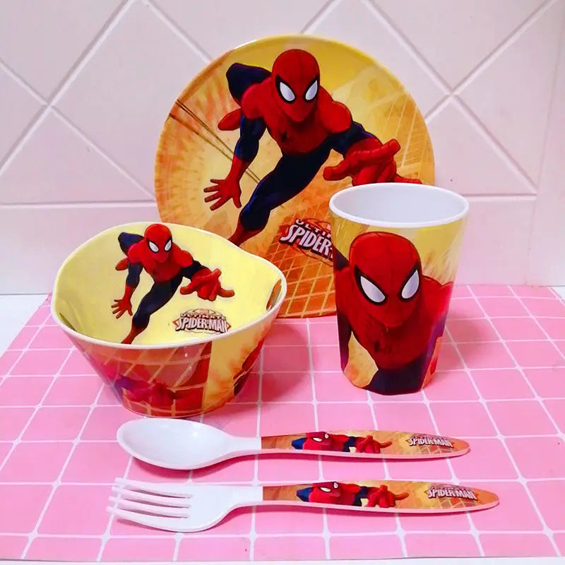 Marvel Spiderman creative cartoon animation picture for boys and girls, light, strong, fall-resistant and durable tableware set