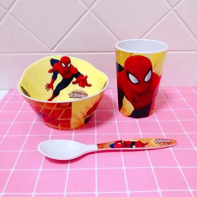 Marvel Spiderman creative cartoon animation picture for boys and girls, light, strong, fall-resistant and durable tableware set