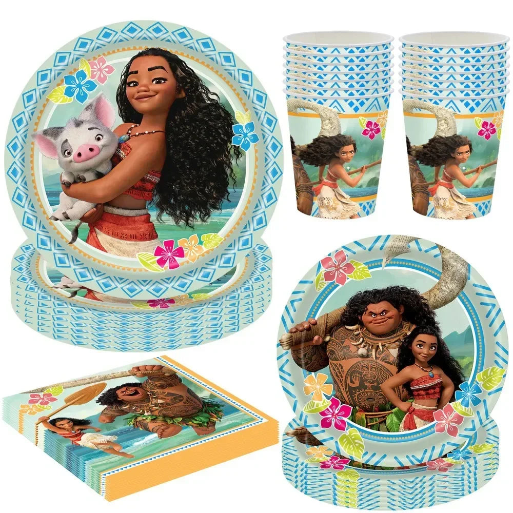 Moana Birthday Party Decoration Moana Maui Balloons Disposable Tableware Backdrops Baby Shower Kids Girls Party Supplies