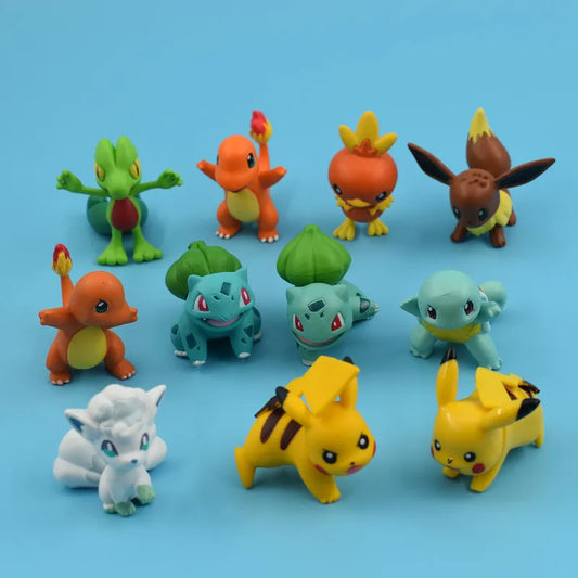 Pokemon Pikachu Cartoon Bulbasaur Collectible Ornaments Kawaii Mini Squirtle Action Model Birthday Cake Decor Gifts Tide Play