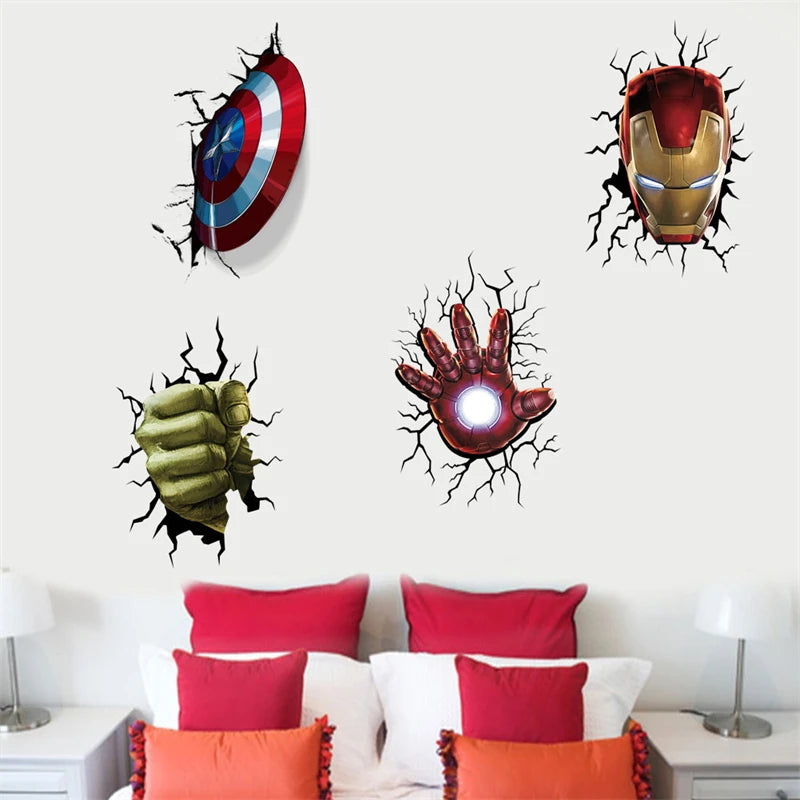 MINISO Cartoon Avengers DIY Wall Stickers For Kids Room Marvel Superhero Movie Poster Living Room Bedroom Wall Decoration