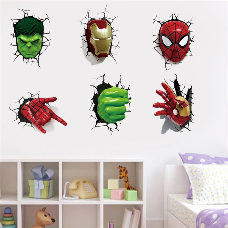 MINISO Cartoon Avengers DIY Wall Stickers For Kids Room Marvel Superhero Movie Poster Living Room Bedroom Wall Decoration