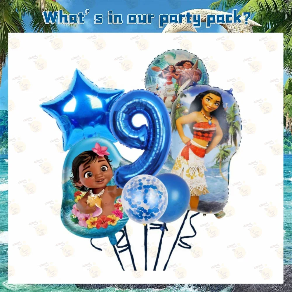 Moana Birthday Party Decoration Moana Maui Balloons Disposable Tableware Backdrops Baby Shower Kids Girls Party Supplies