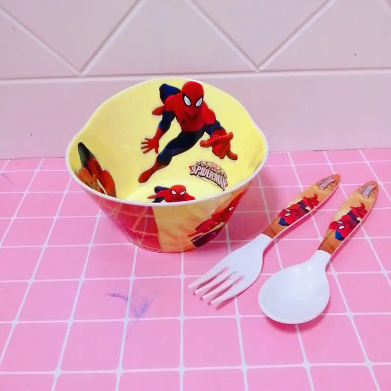 Marvel Spiderman creative cartoon animation picture for boys and girls, light, strong, fall-resistant and durable tableware set