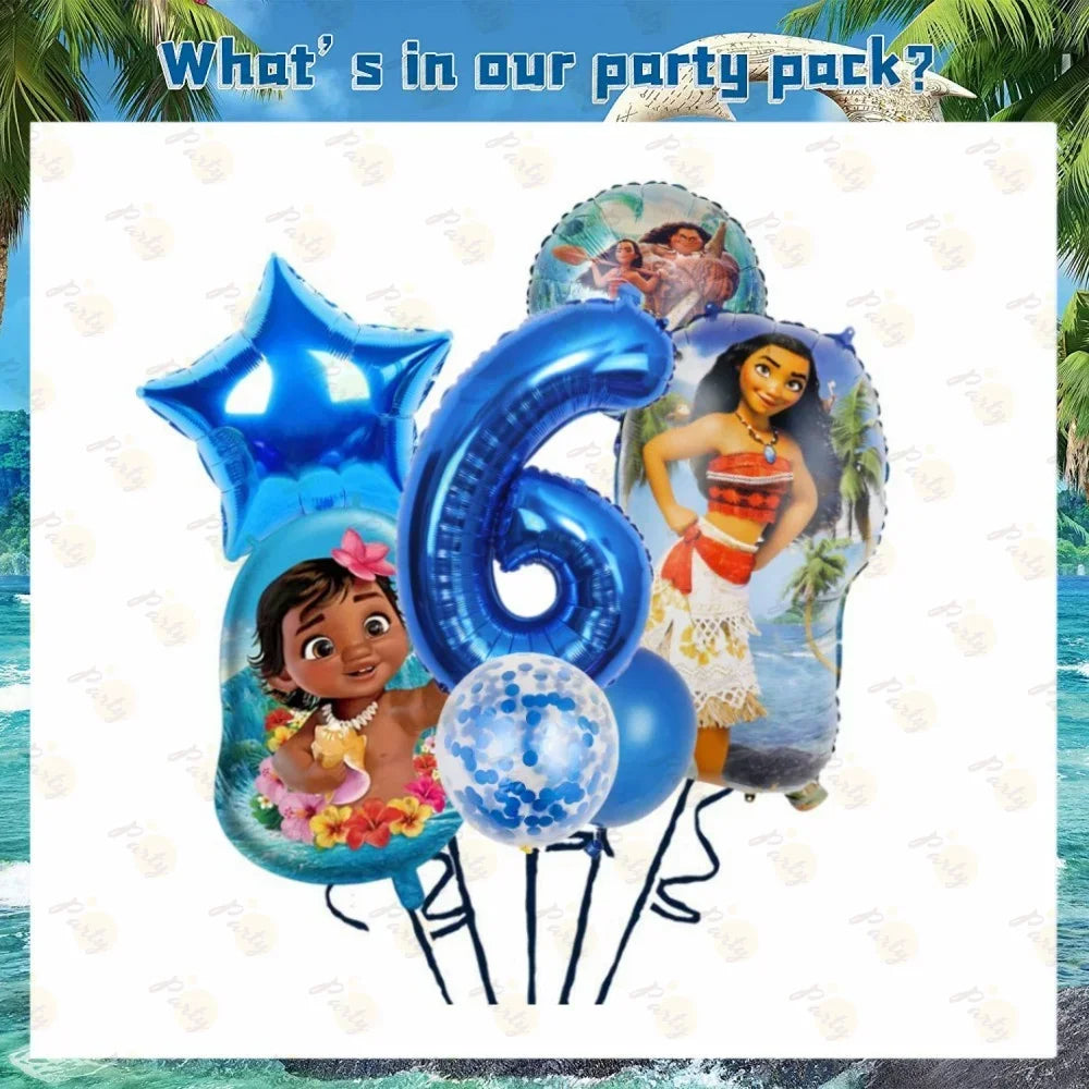 Moana Birthday Party Decoration Moana Maui Balloons Disposable Tableware Backdrops Baby Shower Kids Girls Party Supplies