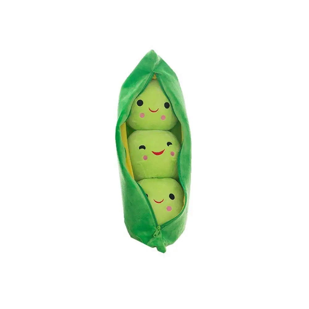 Kids Plush Toy Washable Stuffed Toy Soft Plush Stuffed Pea Toy with Zipper Closure Cute Smiling Face Plant for Kids for Bedroom