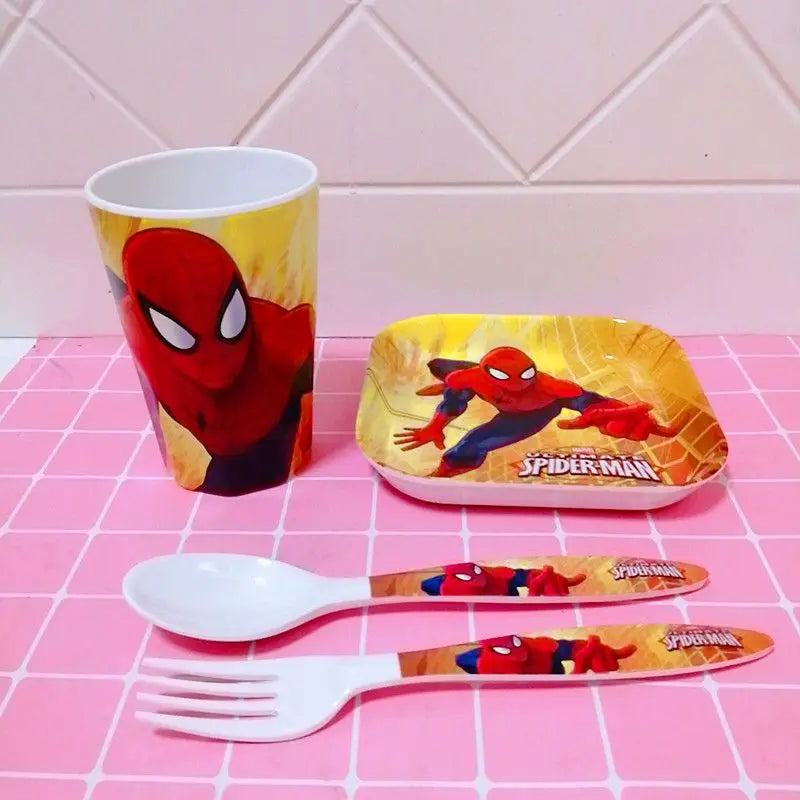 Marvel Spiderman creative cartoon animation picture for boys and girls, light, strong, fall-resistant and durable tableware set