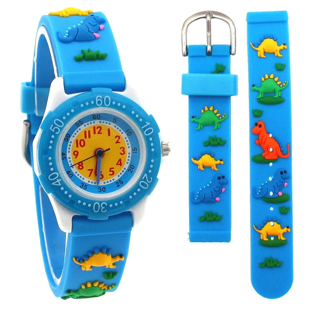 Cartoon Bus Dinosaur 3d Silicone Kids Watch Student Boys Girl Quartz Watch Wholesale Children Sports Watch Kids Gift Clock A27