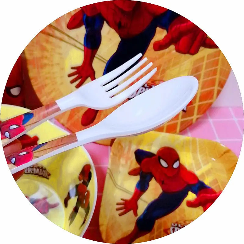 Marvel Spiderman creative cartoon animation picture for boys and girls, light, strong, fall-resistant and durable tableware set