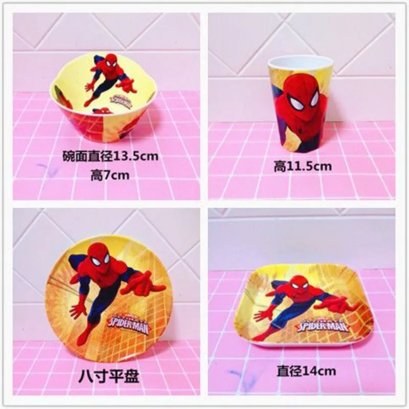 Marvel Spiderman creative cartoon animation picture for boys and girls, light, strong, fall-resistant and durable tableware set