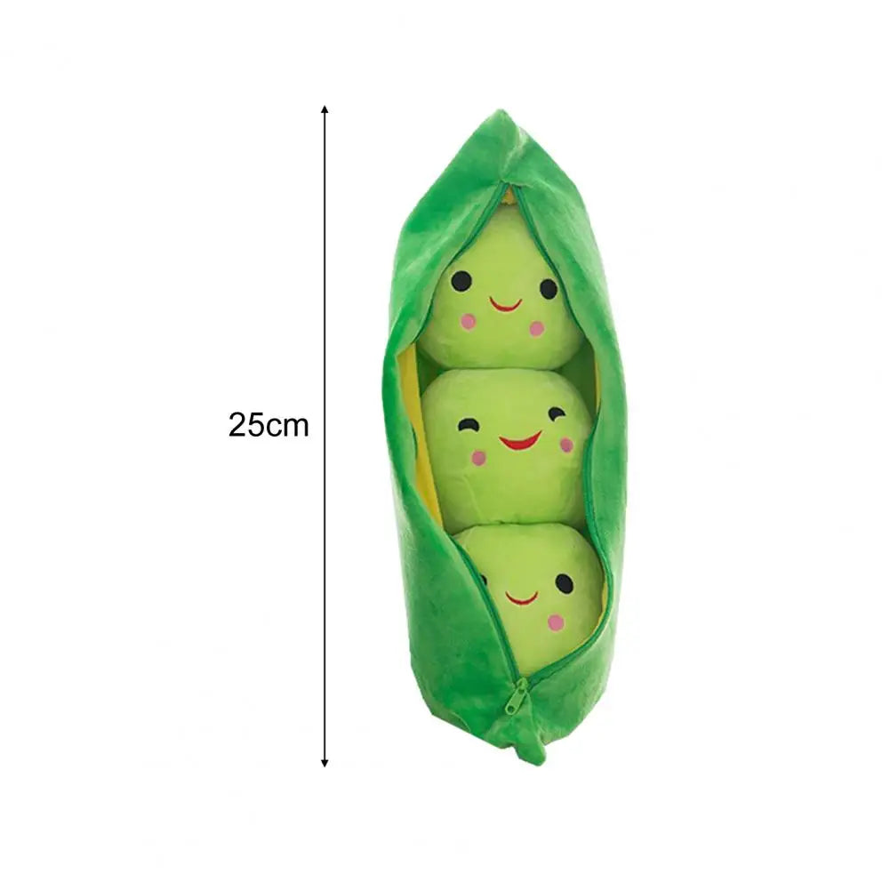 Kids Plush Toy Washable Stuffed Toy Soft Plush Stuffed Pea Toy with Zipper Closure Cute Smiling Face Plant for Kids for Bedroom