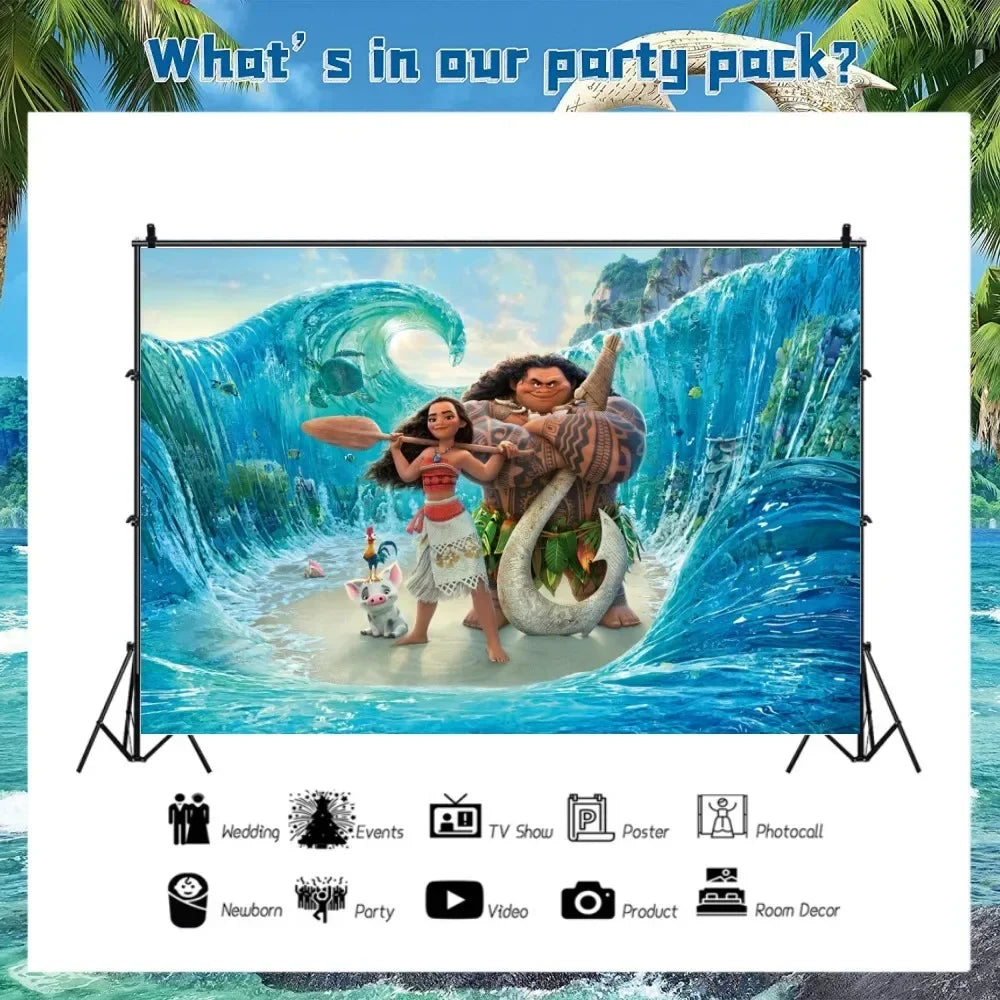 Moana Birthday Party Decoration Moana Maui Balloons Disposable Tableware Backdrops Baby Shower Kids Girls Party Supplies