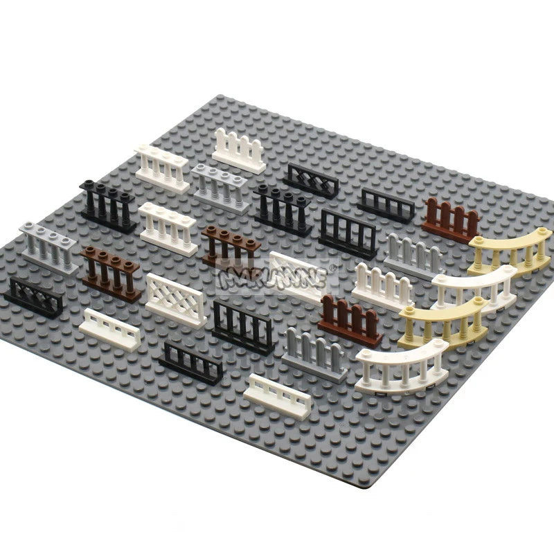 Marumine 30PCS MOC Bricks City Fence Accessories Railing Stairs House Pieces Garden Military Building Blocks Parts 30056 33303