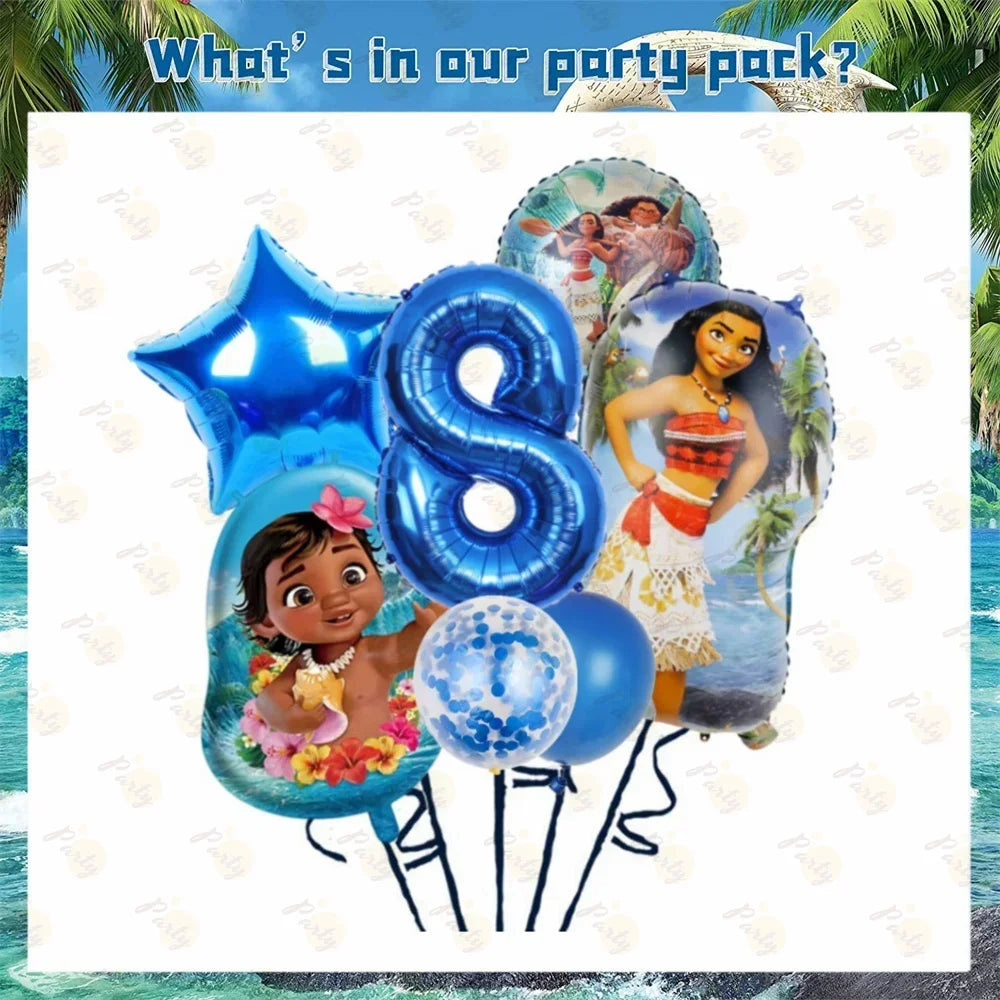 Moana Birthday Party Decoration Moana Maui Balloons Disposable Tableware Backdrops Baby Shower Kids Girls Party Supplies