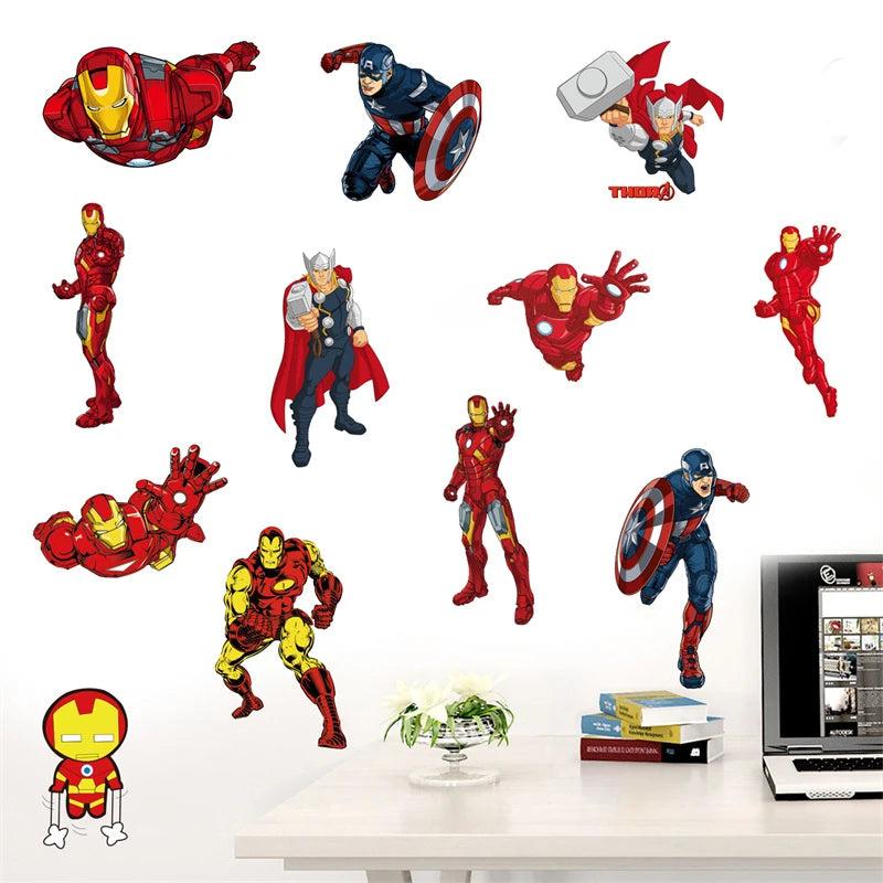 MINISO Cartoon Avengers DIY Wall Stickers For Kids Room Marvel Superhero Movie Poster Living Room Bedroom Wall Decoration