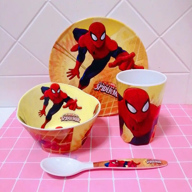 Marvel Spiderman creative cartoon animation picture for boys and girls, light, strong, fall-resistant and durable tableware set