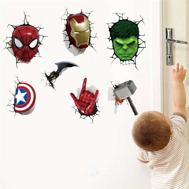 MINISO Cartoon Avengers DIY Wall Stickers For Kids Room Marvel Superhero Movie Poster Living Room Bedroom Wall Decoration