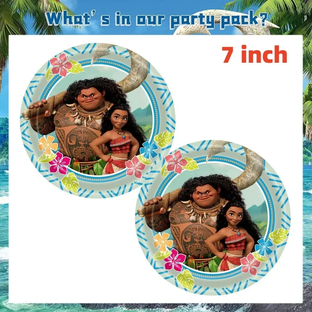 Moana Birthday Party Decoration Moana Maui Balloons Disposable Tableware Backdrops Baby Shower Kids Girls Party Supplies