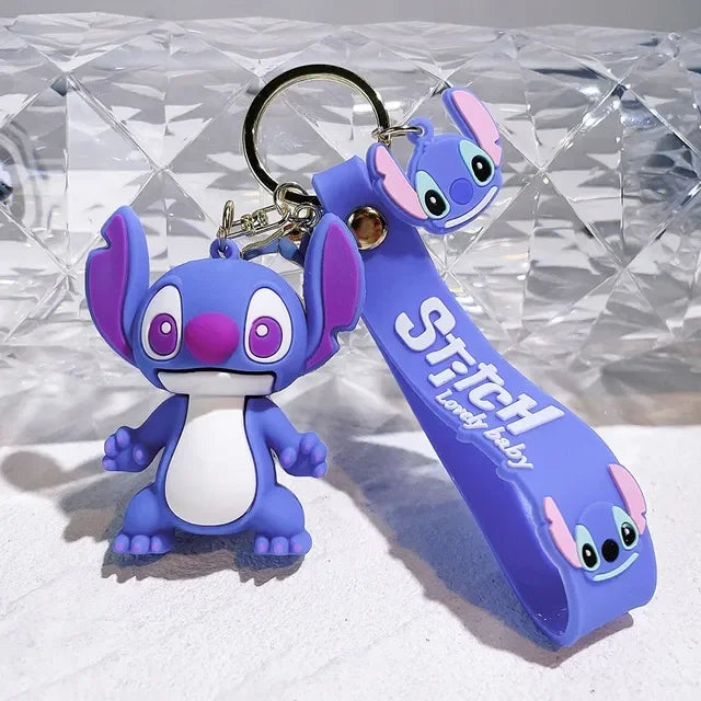 Lilo & Stitch Toys Keychian Anime Stitch Pendant Keychain Sweet Pink Angel Keychians Women Car Keyring Girl Birthday Gift