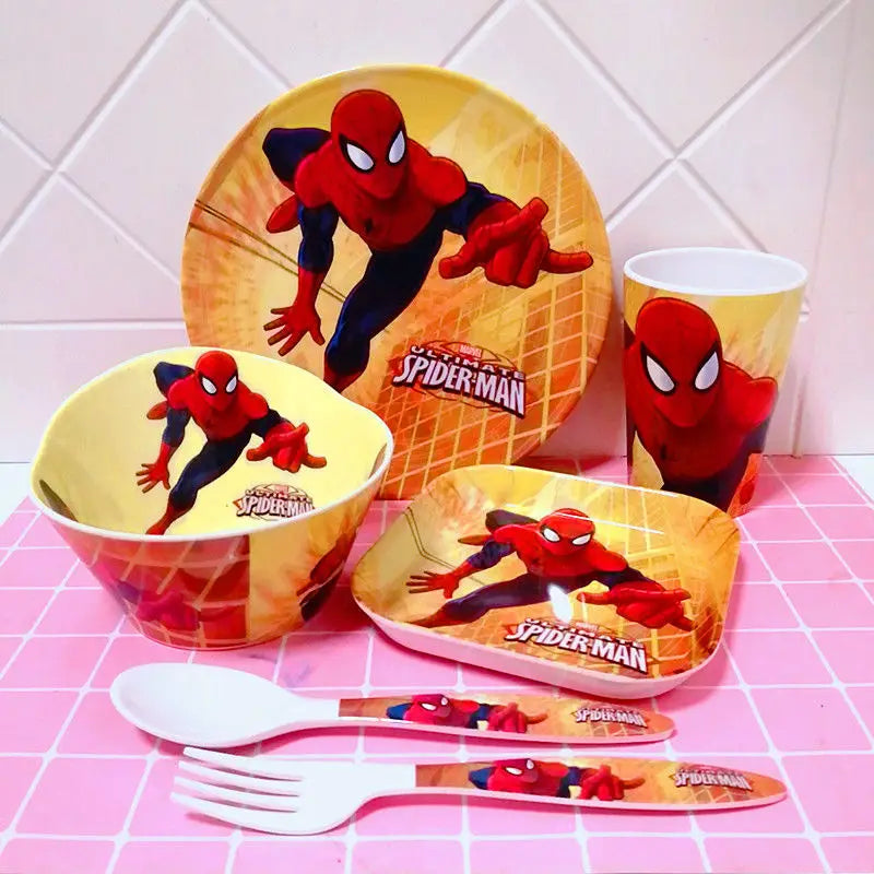 Marvel Spiderman creative cartoon animation picture for boys and girls, light, strong, fall-resistant and durable tableware set