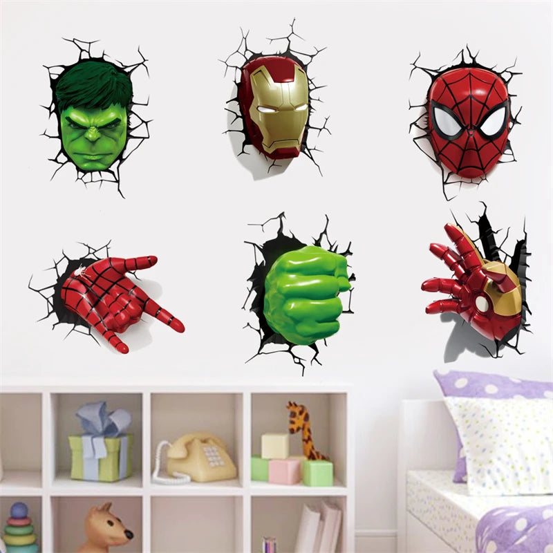 MINISO Cartoon Avengers DIY Wall Stickers For Kids Room Marvel Superhero Movie Poster Living Room Bedroom Wall Decoration