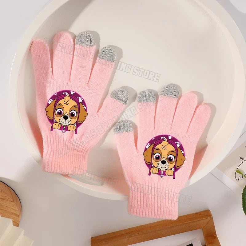 Paws Patrols Gloves Cartoon Kawaii Print Finger Gloves Winter Warm Gloves Children Outdoor Cycling Accessories Xmas Gifts