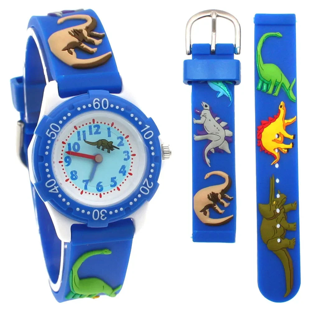 Cartoon Bus Dinosaur 3d Silicone Kids Watch Student Boys Girl Quartz Watch Wholesale Children Sports Watch Kids Gift Clock A27