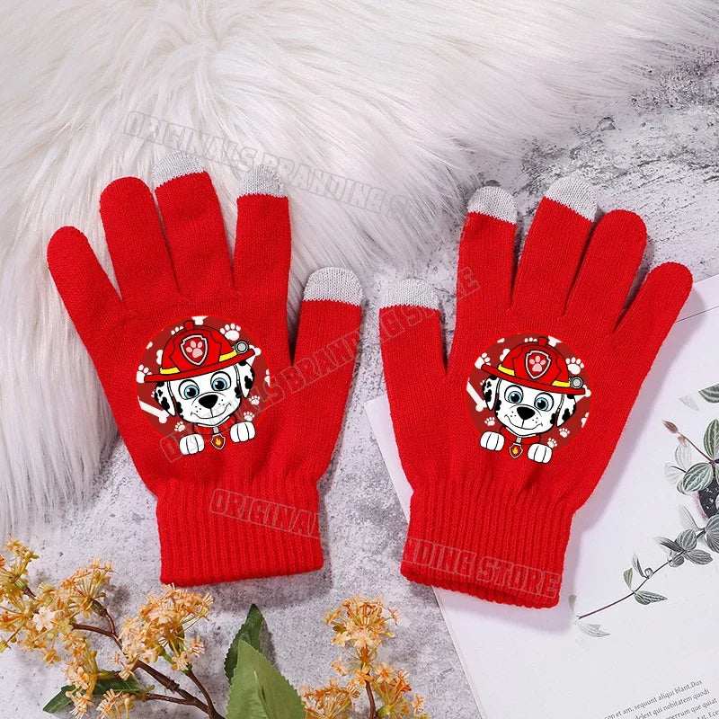 Paws Patrols Gloves Cartoon Kawaii Print Finger Gloves Winter Warm Gloves Children Outdoor Cycling Accessories Xmas Gifts