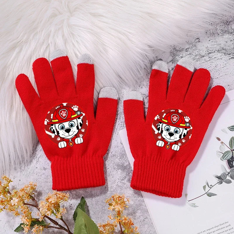 Paws Patrols Gloves Cartoon Kawaii Print Finger Gloves Winter Warm Gloves Children Outdoor Cycling Accessories Xmas Gifts