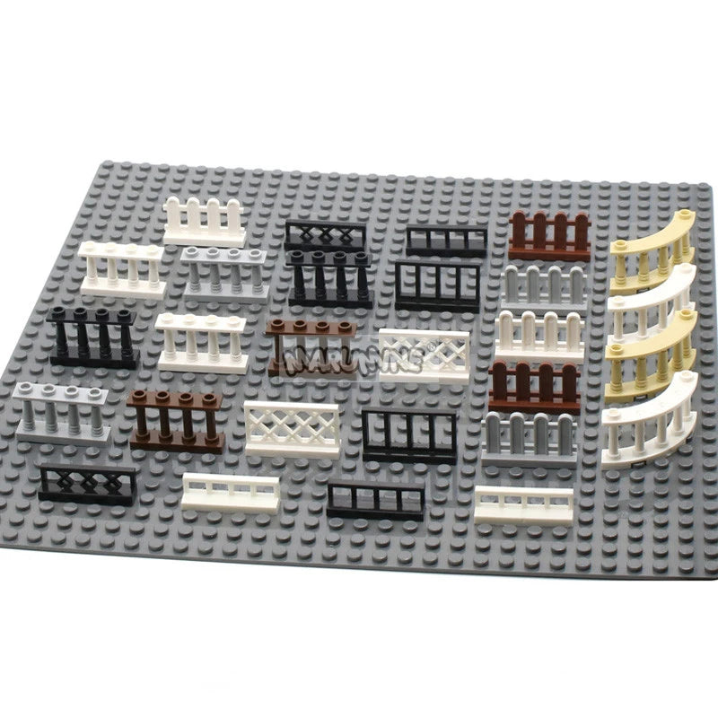 Marumine 30PCS MOC Bricks City Fence Accessories Railing Stairs House Pieces Garden Military Building Blocks Parts 30056 33303