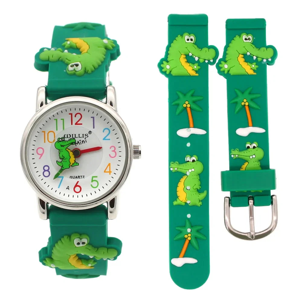 Cartoon Bus Dinosaur 3d Silicone Kids Watch Student Boys Girl Quartz Watch Wholesale Children Sports Watch Kids Gift Clock A27