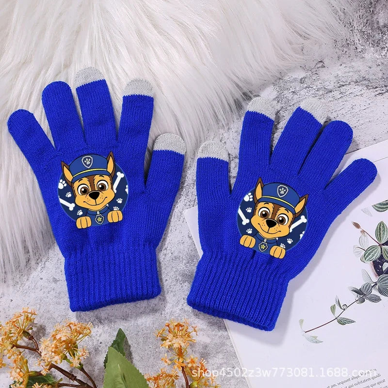 Paws Patrols Gloves Cartoon Kawaii Print Finger Gloves Winter Warm Gloves Children Outdoor Cycling Accessories Xmas Gifts